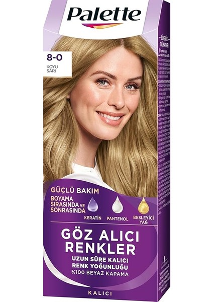 Yoğun Göz Alıcı Renkler 8-0 Koyu Sarı Saç Boyası