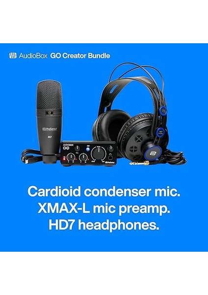 Audiobox Go Creator Bundle, Profesyonel Kayıt Seti (Ses Kartı, Kulaklık, Mikrofon ve Yazılım) indirimleri