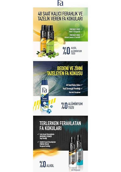 Fa Ds Men Freshly Free Mint&amp;bergamot Deo Sprey 150 ml fırsatları