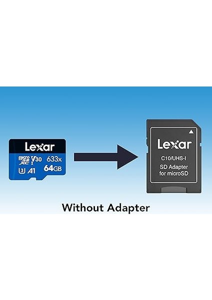 633X 64 GB Micro Sd Kart, Microsdxc Uhs-I Kart W/o Sd Adaptör, Microsd Hafıza Kartı, 100MB/S Okumaya Kadar, A1, Class 10, U3, V30 (LMS0633064G-BNNAA) fiyatları