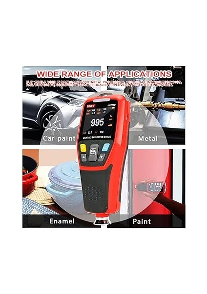 UT343D Dijital Kaplama Kalınlık Ölçer Ölçer Ölçüm Cihazı Aralığı 0 Ila 1250UM USB Veri Işlevli fiyatları