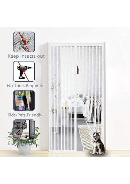 Balkon Kapısı Sinekliği, Delmeden Kolayca Yapıştırılabilir, Mıknatıslı Böcek Koruması, Balkon Kapısı Için Idealdir (Beyaz, 140 x 240 Cm) fırsatları