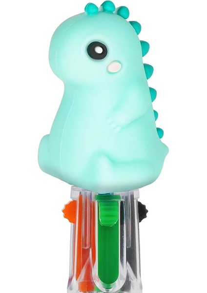 - Mini Magic Rainbow, 4 Renkli Tükenmez Kalem, Yeşil, Mavi, Turuncu, Siyah, Uç 1 Mm, Ergonomik Silikon Sap, Çap 2,3 Cm, Yükseklik 10 Cm, Dinozor modelleri