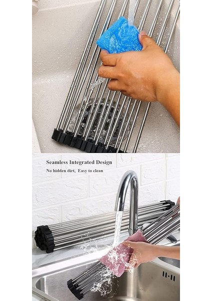 Home Evye Üstü Katlanır Nihale Paslanmaz Çelik Pratik Sebze Meyve Bulaşık Kurutma Süzgeci,rulo Bulaşık Kurutma Rafı (43X22) modelleri