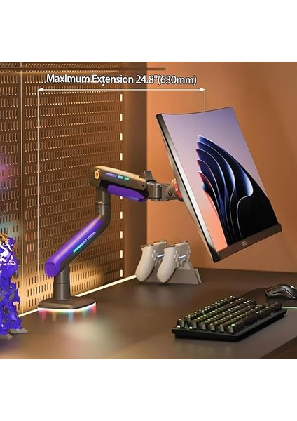 Bayou G60-GAMING, 2-20 kg Uyumlu, 32INCH-60INCH Aralığında Büyük Ekranlar Için Rgb Aydınlatmalı Oyuncu Monitör Standı modelleri
