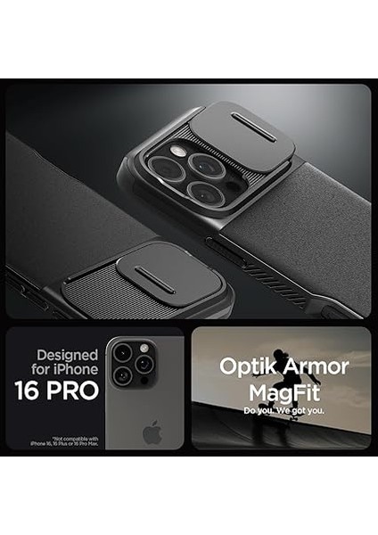 iPhone 16 Pro Kamera Korumalı Magsafe Kılıf Optik Armor Hava Kanalı Teknolojisi™ Askeri Sınıf Koruma Magfit Black Dokulu Yüzey Kapak - ACS08149 fiyatları