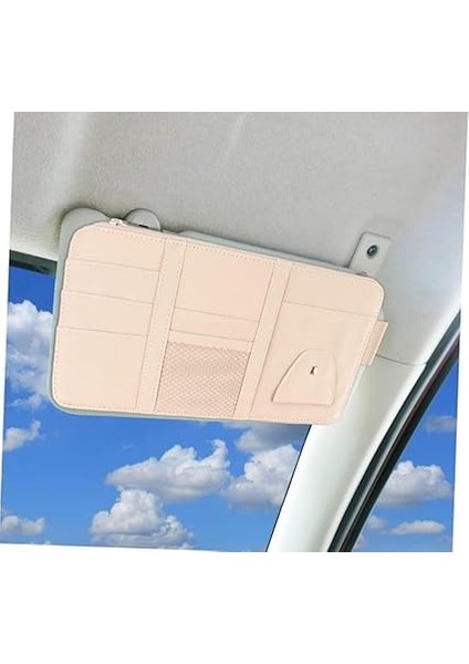 Organizatör (Düzenleyici) Deri Çok Amaçlı (Siyah) Cep Telefonu,ruhsat Kabı,gözlük Tutucu (Krem) indirimleri