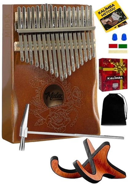 KLX-990-PAK Ahşap Gerçek Ağaç Kaliteli Kalimba 17 Tuşlu Full Set