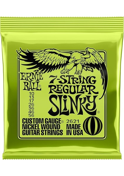 Ball Normal Slinky 7 Telli Nikel Yara Elektro Gitar Telleri, Ölçü 10-56