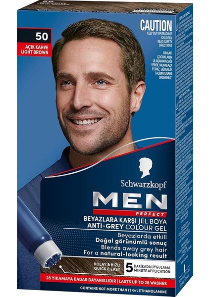 Men Perfect Saç Boyası 50 - Açık Kahve, 80 ml