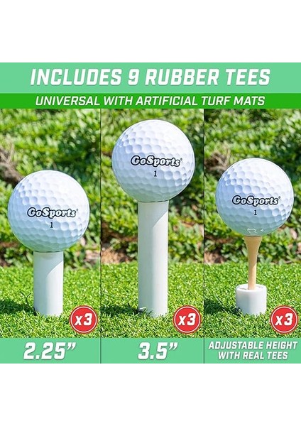 Kauçuk Golf Tişörtleri 9'lu Paket - 3 x 1,5 Inç, 2,25 Inç ve 3,5 Inç Tees - Suni Çim Golf Paspasları ile Evrensel fiyatları
