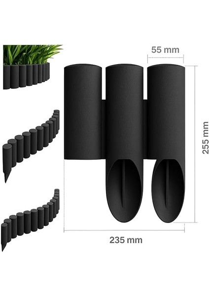 Garden Antrasit Gri Görünümlü Çim Bordürü 2.3 Metre Çim Ayırıcı indirimleri