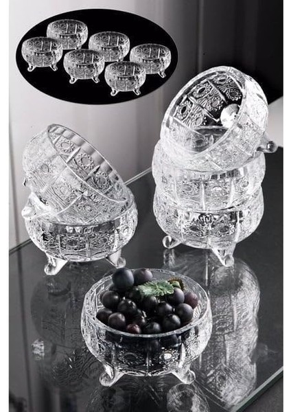 6'lı Ayaklı Kristal Cam Lüks Çerezlik/lokumluk/reçellik (8X8X5 Cm) fiyatları