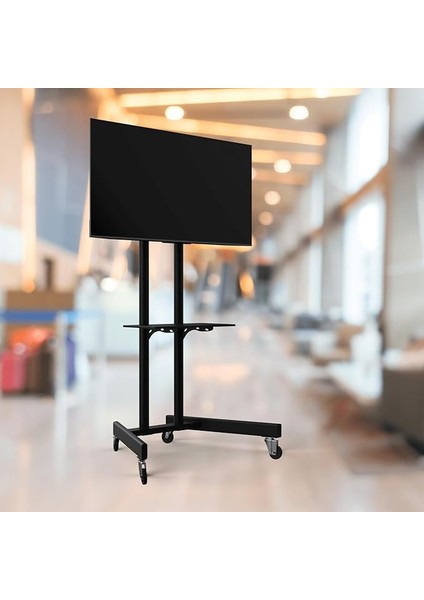Tv/fuar Standı Bilgisayar Askı Aparatlı Metal Tekerlekli Tv Sehpası/ünitesi 40” Inç – 75” Inç