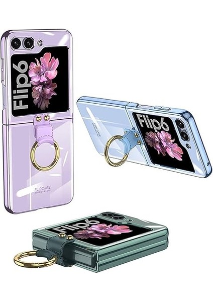 Z Flip 6 Kılıf Zore Yüzüklü Kıpta Kapak-Mavi indirimleri
