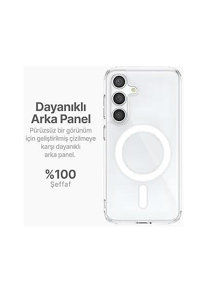 Samsung Galaxy S24 Plus Için Magsafe Aksesuarlarıyla Uyumlu Şok Emici Silikon Kenarlı Sararma Önleyici Arkası Sert Parmak Izi Tutmayan Çizilme ve Darbelere Dayanıklı Manyetik Şeffaf Kılıf fiyatları