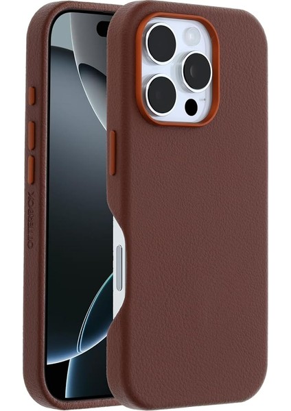 Symmetry Serisi Kaktüs Derisi Magsafe Kılıf iPhone 16 Pro Uyumlu, Darbeye ve Düşmeye Karşı Koruyucu Ince Koruyucu Kılıf, Kahverengi