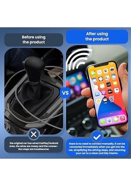 2025 Kablosuz Carplay &amp; Android Araç Adaptörü, Kablosuza Yükseltilmiş Kablolu Bağlantı, Usb-A/type-C ile Tak ve Çalıştır, iPhone Ios 10+ ve Android 11.0+ ile Çalışır modelleri