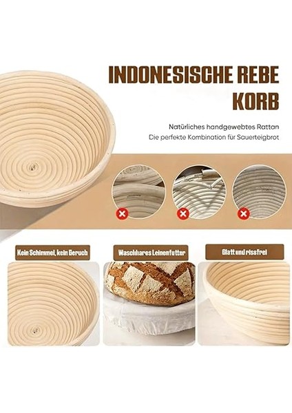 10 Parçalı Mayalama Sepeti, Ekmek Seti, 23 cm Yuvarlak Mayalama Sepeti ve Komple Set Pişirme Aksesuarı, Ekmek Pişirmek Için Mayalama Sepeti, Yeni Başlayanlar Için Yuvarlak Mayalama Sepeti modelleri