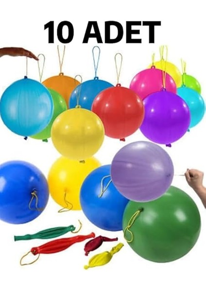 10 Adet Lastikli Zıpzıp Balon Ipli Punch Panç Büyük Balon fiyatları
