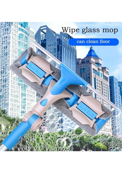 Stand Silecek, Cam Temizleme Aracı Silecek Çift Taraflı Teleskopik Çubuk Silme Pencere Artefakt Bina