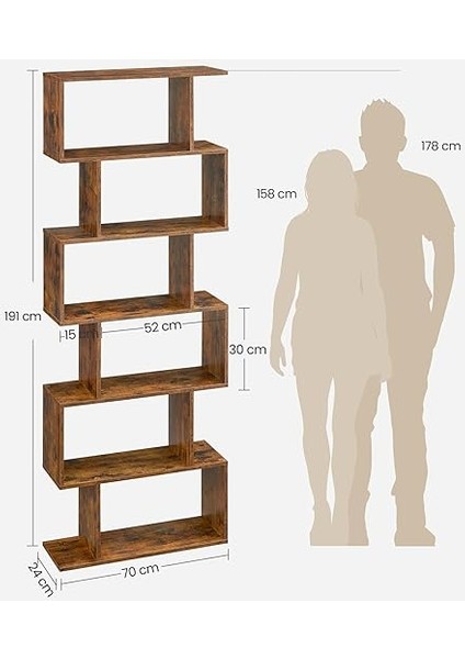 Kitap Rafı, 6 Katlı Raf, Ayaklı Raf, Ofis Rafı, Bağımsız, Dekoratif Raf, Sunum Için, Modern, Oturma Odası, Yatak Odası, Ofis, Vintabraun LBC61BX modelleri