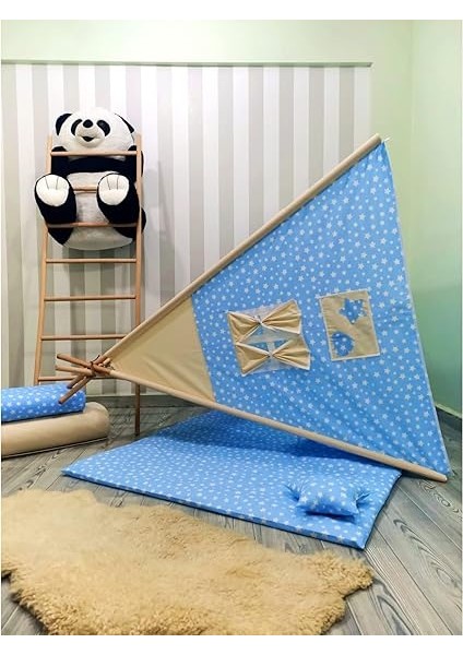 Çocuk Oyun Çadırı Minderli ve Sabitleme Mekanizmalı - Mavi fiyatları