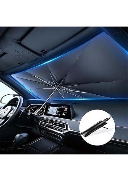 Araç Içi Ön Cam Güneşlik Şemsiyesi - 5 Katmanlı Uv Blokaj Kaplamalı, Isı Yalıtımlı Ön Cam Güneşliği - Araba, Minivan, Suv ve Kamyonet Için Güneşten Koruyucu Şemsiye Büyük Boy (140 cm x 80 Cm) indirimleri