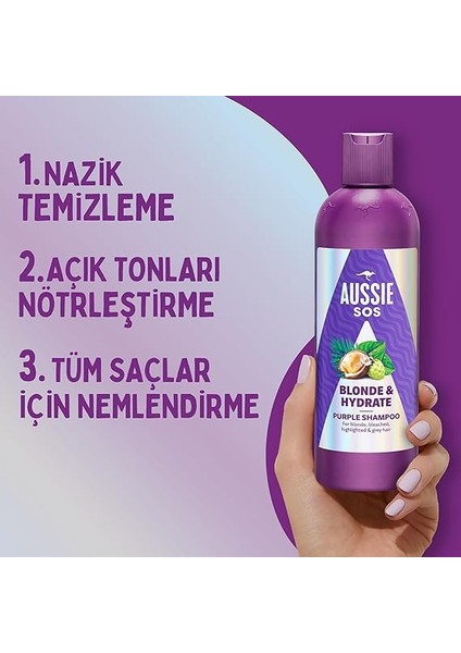 Sos Blonde &amp; Hydrate Açık Renk Boyalı, Röfleli ve Gri Saçlar Için Mor Şampuan 500ML modelleri