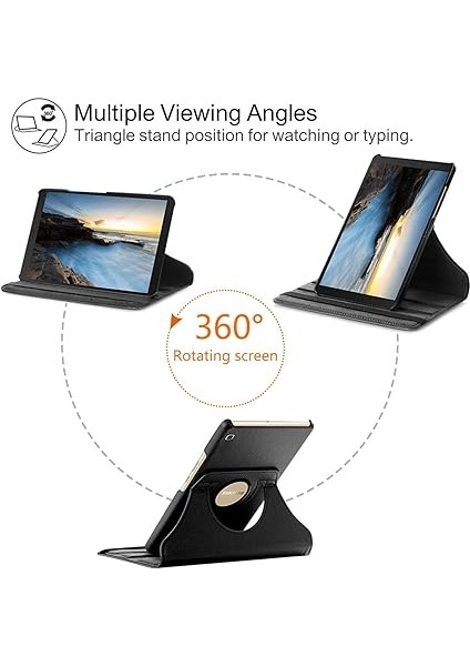 Samsung Galaxy T290 Tab A 8 Inç Tablet Uyumlu Kılıfı 360 Dönebilen Standlı - Siyah modelleri