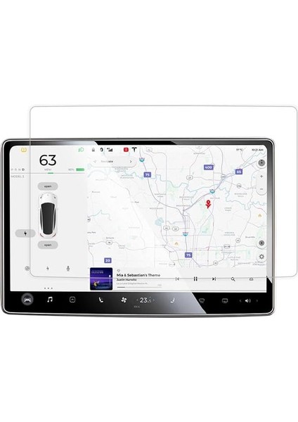 Tesla Model Y Araç Multimedya Temperli Cam Ekran Koruyucu, Renksiz