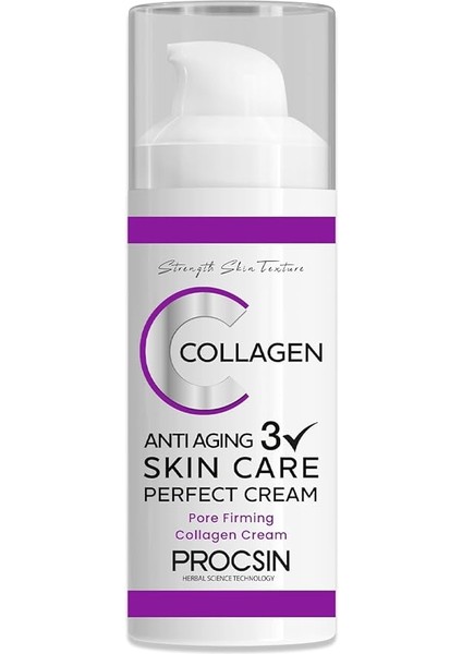 Anti-Aging Etkili Collagen Krem, Yaşlanma &amp; Kırışıklık Karşıtı, Cilt Sıkılaştırıcı &amp; Yenileyici, Günlük Bakım, 50 ml