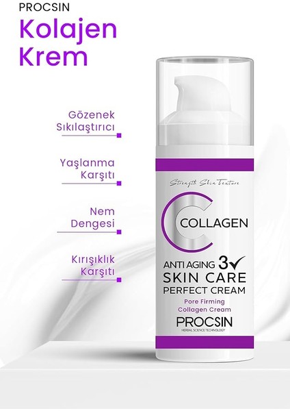 Anti-Aging Etkili Collagen Krem, Yaşlanma &amp; Kırışıklık Karşıtı, Cilt Sıkılaştırıcı &amp; Yenileyici, Günlük Bakım, 50 ml indirimleri