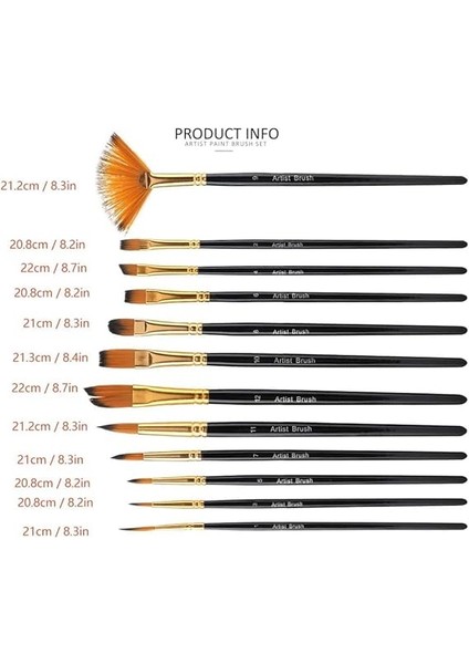 12 Parça Boya Fırçası Seti, Çocuklar, Yetişkinler, Yeni Başlayanlar ve Profesyonel Için Akrilik, Yağlı, Suluboya ve Guaj Boyama fırsatları