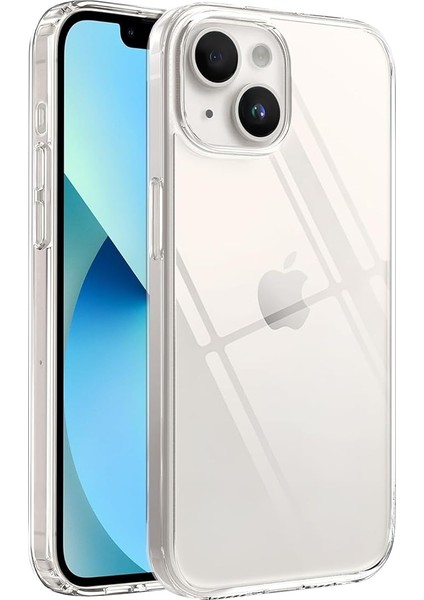 iPhone 13-14 ile Uyumlu Cyrstal Clear Şeffaf Silikon Kılıf Arkası Sert Polikarbonat Kenarları Yumuşak Tpu Silikon Premium Ultra Şeffaf Kılıf Kapak (Cyrstal Clear, 13-14)