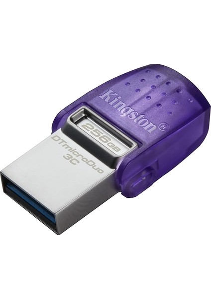 Datatraveler Microduo 3c USB Bellek 256GB USB Gen 3 Type-C ve Type-A - DTDUO3CG3/256GB, Mor + Gümüş