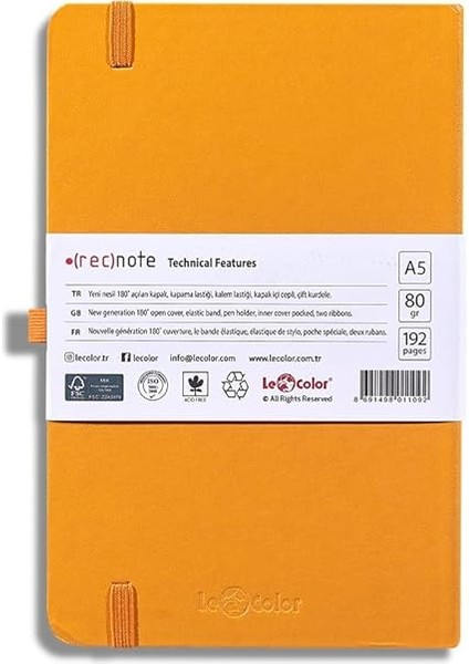 Color Tarihsiz Klasik Defter Rec Note 13X21 Çizgili Turuncu modelleri