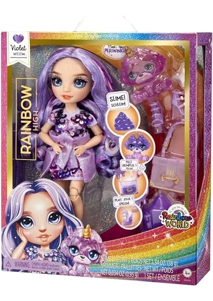 Rainbow High Violet Parlak Slime ve Evcil Hayvan Serisi Bebeği fırsatları
