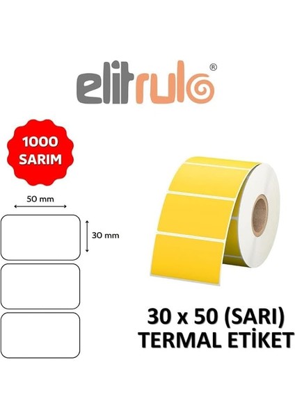Barkod Etiketi 30X50 Termal Sarı - 1000 Adet