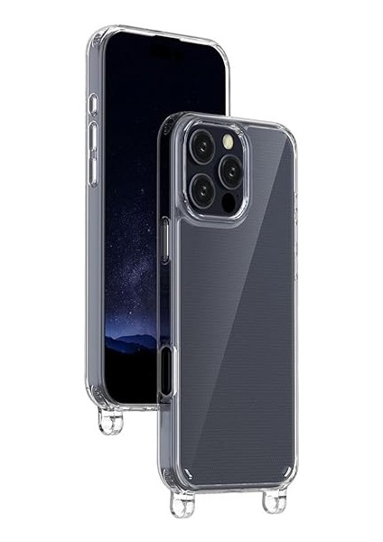 16 Pro Max Kılıf Köşe Korumalı Şeffaf Silikon Boyun ve Omuz Askılı Ipli Telefon Çantası Ipi modelleri