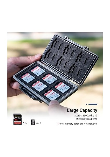 Hafıza Kartı Kutusu - 24 Micro Sd Sdxc Sdhc + 12 Sd Sdxc Sdhc Için Su Geçirmez Depolama ve Taşıma Çantası fiyatları