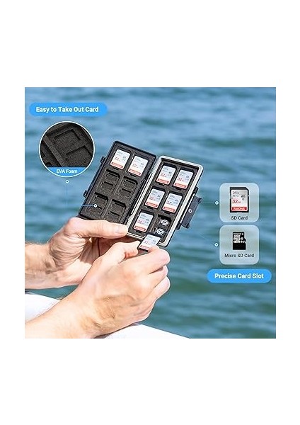 Hafıza Kartı Kutusu - 24 Micro Sd Sdxc Sdhc + 12 Sd Sdxc Sdhc Için Su Geçirmez Depolama ve Taşıma Çantası modelleri