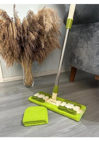 Sihirli Teleskobik Mandallı Mop.yedek Bez Hediyeli.fayans,duvar,yüzey ve Cam Temizlik Paspası Yeşil (NKS125)