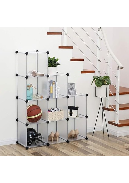 9 Bölmeli Raf Sistemi, Ayakkabı Rafı, Banyo Rafı, Giysi Dolabı, Oyuncak Dolabı, 93 x 31 x 123 Cm, Beyaz LPC115S fiyatları