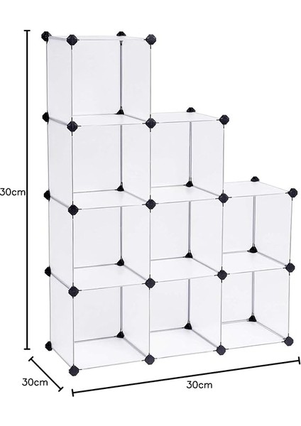 9 Bölmeli Raf Sistemi, Ayakkabı Rafı, Banyo Rafı, Giysi Dolabı, Oyuncak Dolabı, 93 x 31 x 123 Cm, Beyaz LPC115S modelleri