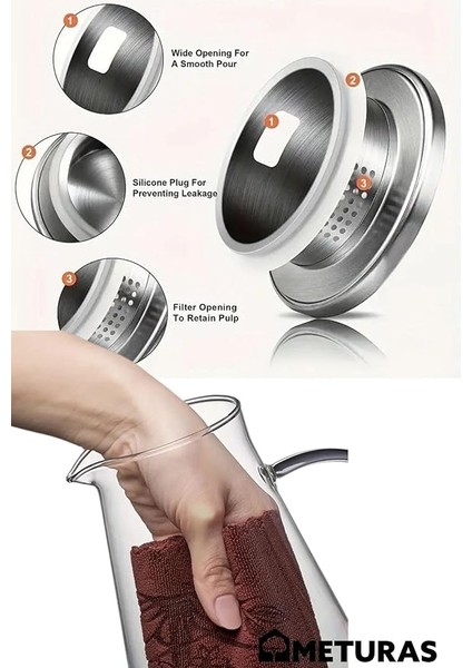 1800ML Vakumlu Cam Sürahi Metal Süzgeç ve Kapaklı fırsatları