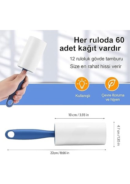 Tüy Toplayıcı Set – 1 Sap + 6 Rulo – Toplam 360 Yaprak – Kedi Köpek Tüyü ve Toz Temizleyici – Giysi, Mobilya ve Araç Koltuğu Için – Ekonomik Paket fırsatları