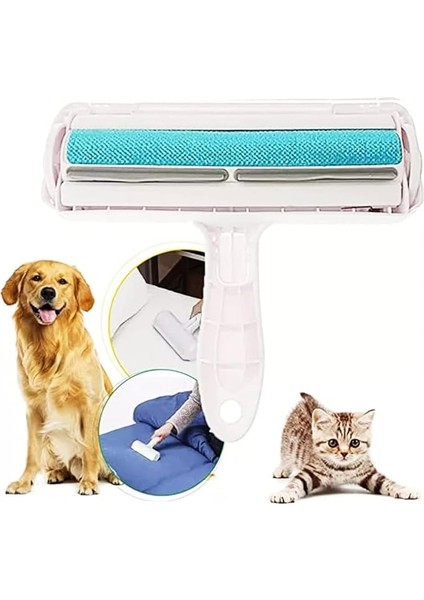 Enfein Kedi Köpek Sürgülü Tüy Toplayıcı Hazneli 2 Yönlü Kıyafet Koltuk Halı Yatak Kıl Toz Tüy Toplayıcı Sürgülü Gırgır Mavi