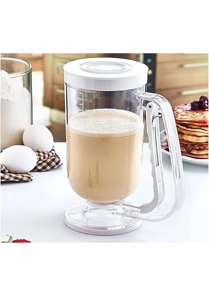 Pratik Ölçekli Hamur Porsiyonlayıcı Aparat Pankek Krep Kek Dağıtıcı Ölçülü Krema Akıtma Dökme Aleti (Beyaz) fırsatları