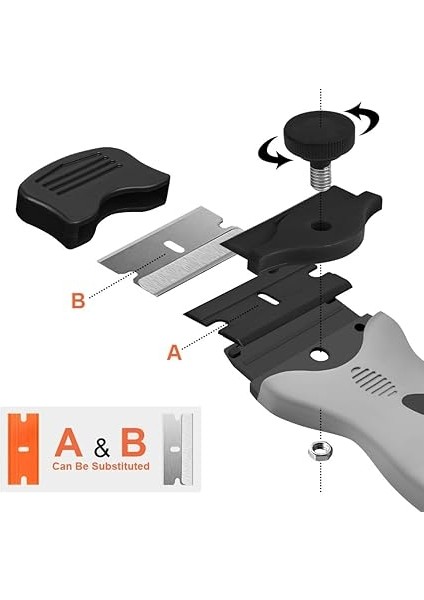 Kazıyıcı, Çok Amaçlı Cam Seramik Kazıyıcı, 20 Yedek Bıçak Içerir, Etiket, Çıkartma, Mühür Veya Cam Boya (Gri Siyah) fiyatları
